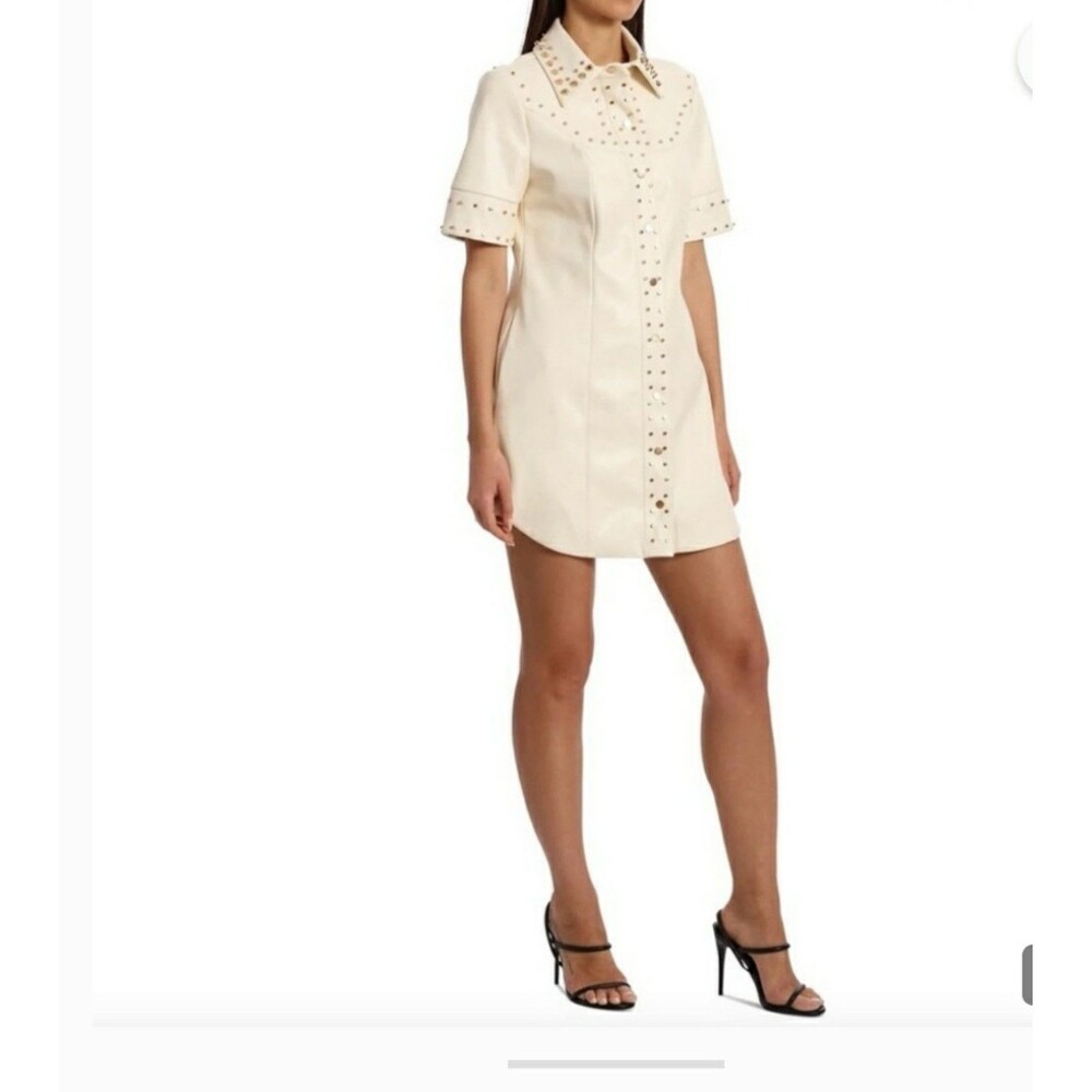 NWT Avec Les Filles Women's Faux-Leather Studded Shirt dress Sz XS VVV